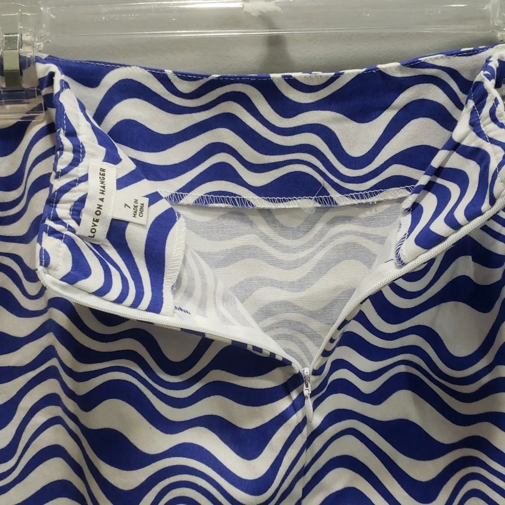 Love On a Hanger Blue and White Wave Pattern Skirt, Juniors 7